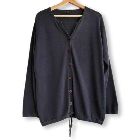 ERIC ALEXANDRE Cardigan Button Down Fine Knit Navy Sz L - Picture 1 of 7